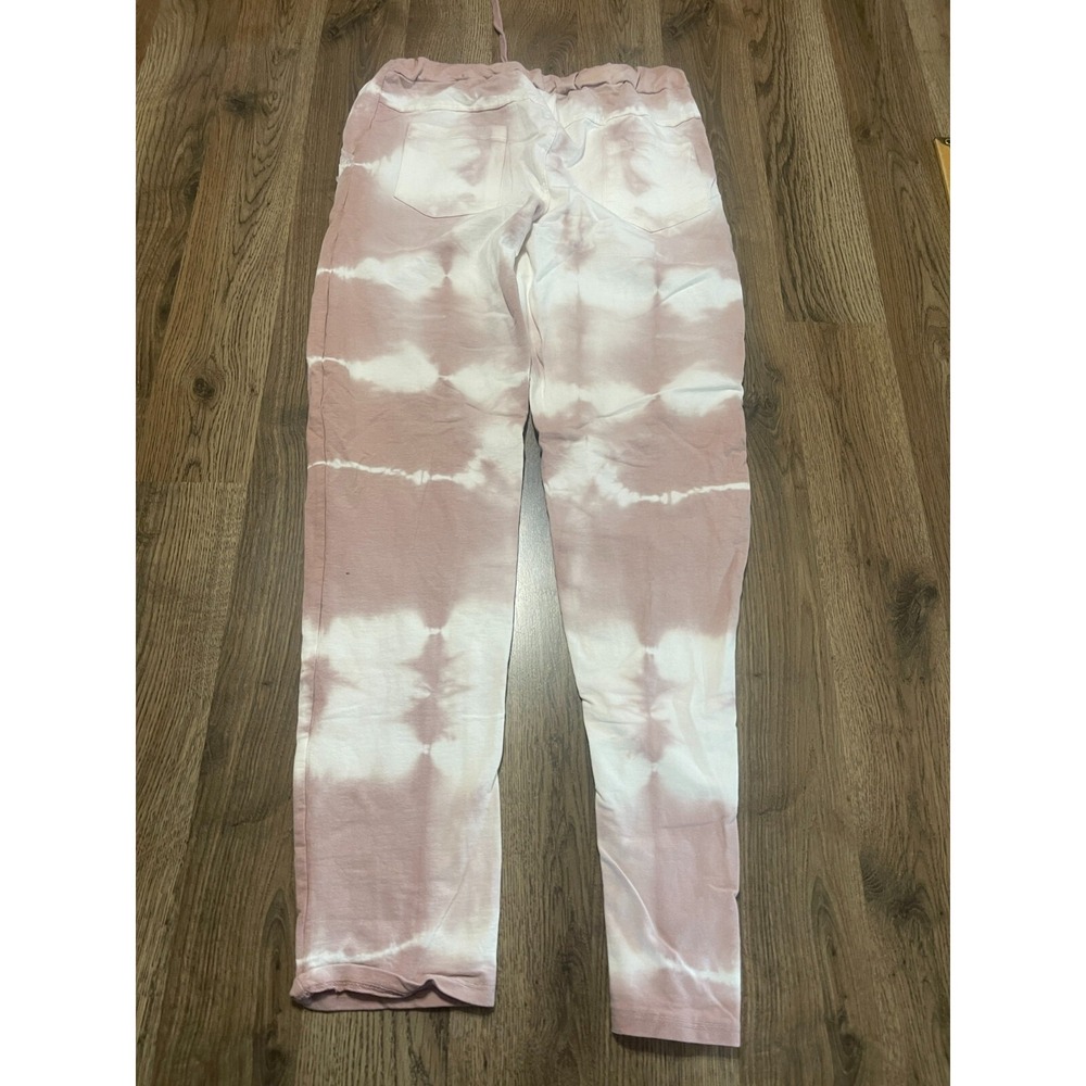 Gigi Moda Pants, Womens 14? White Pink, Tie Dye, Waist Tie, Straight Leg, Casual - Picture 2 of 8